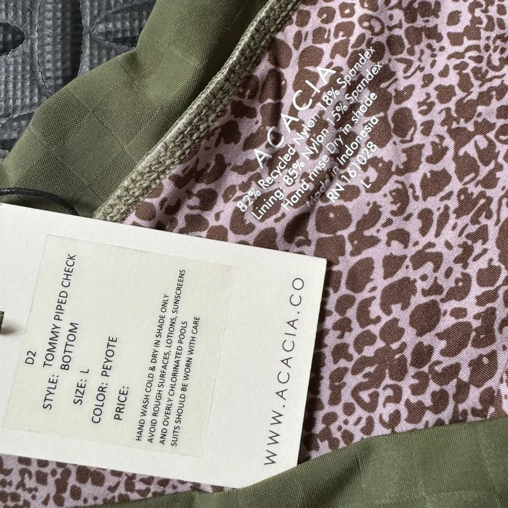 Acacia Swimwear Tommy Piped Bikini Bottom Green/peyote color. Large NWT - Picture 3 of 11